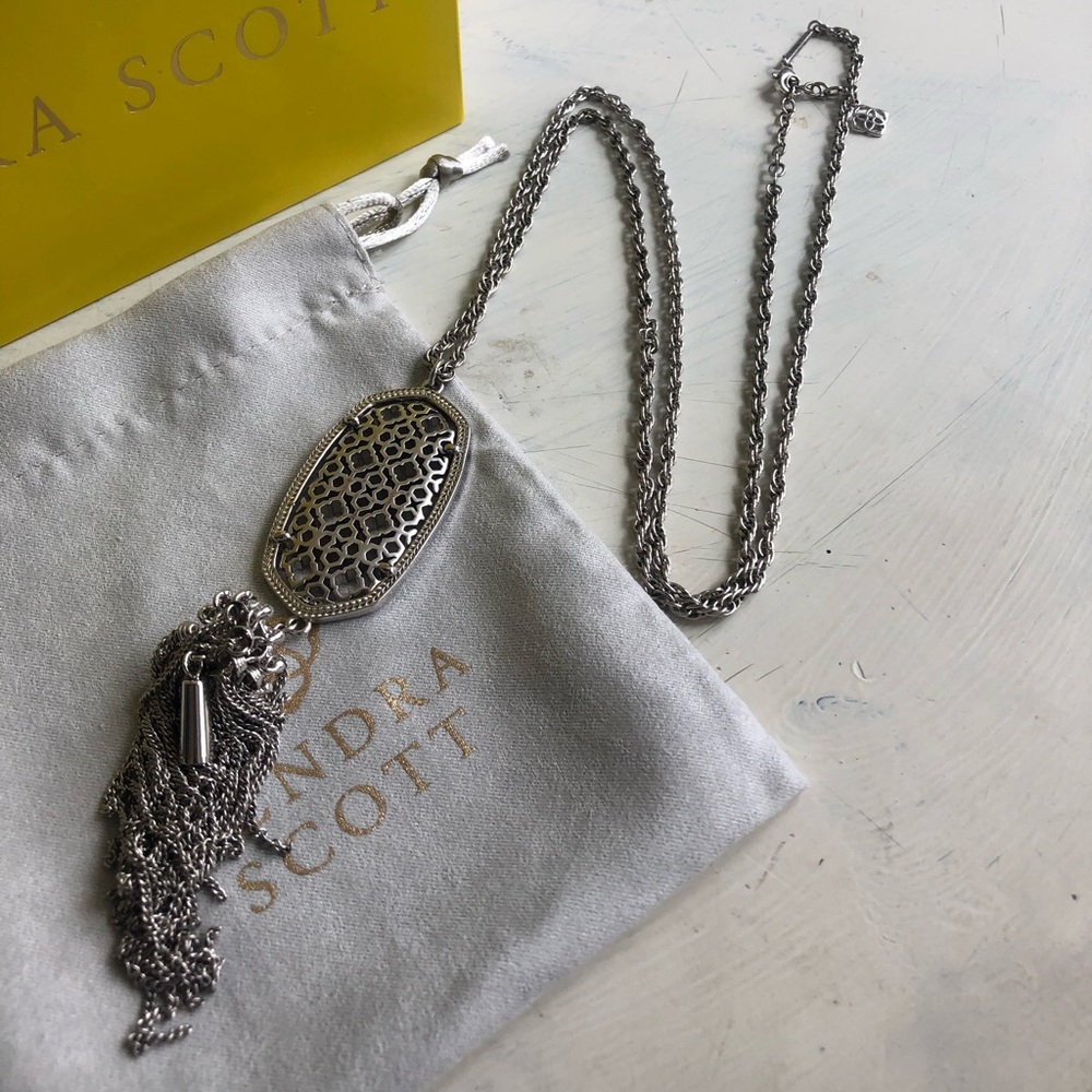 Kendra Scott rhodium filigree Ryane necklace